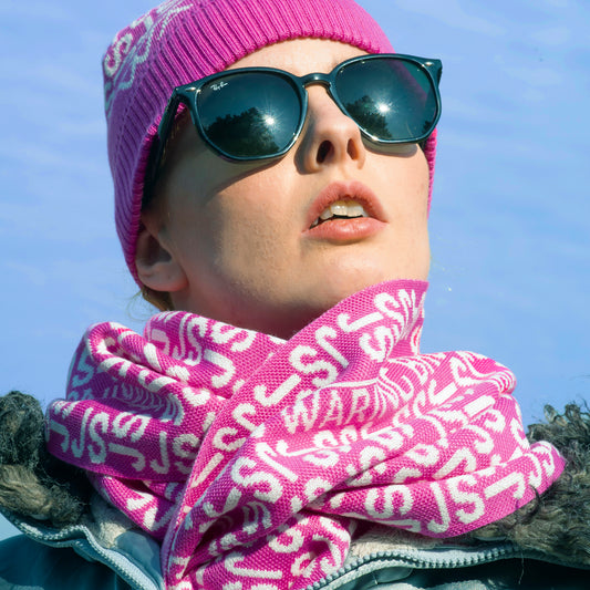 Ski-Style Monogram Pattern Scarf Black/Teal