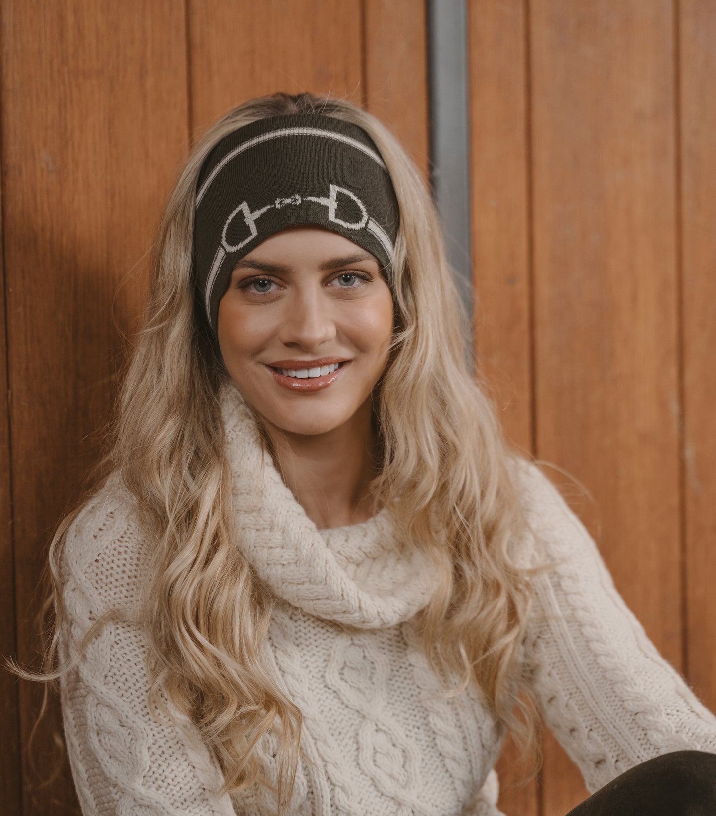 Snaffle Headband / Snood Navy/Tan
