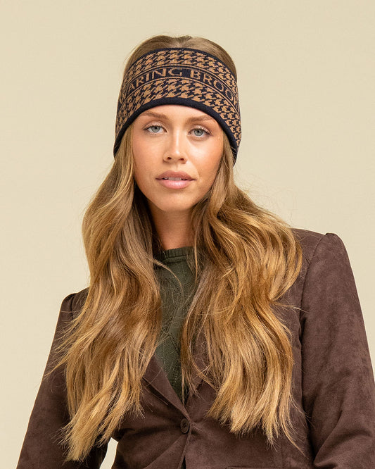 Signature Houndstooth Headband - Navy/Tan