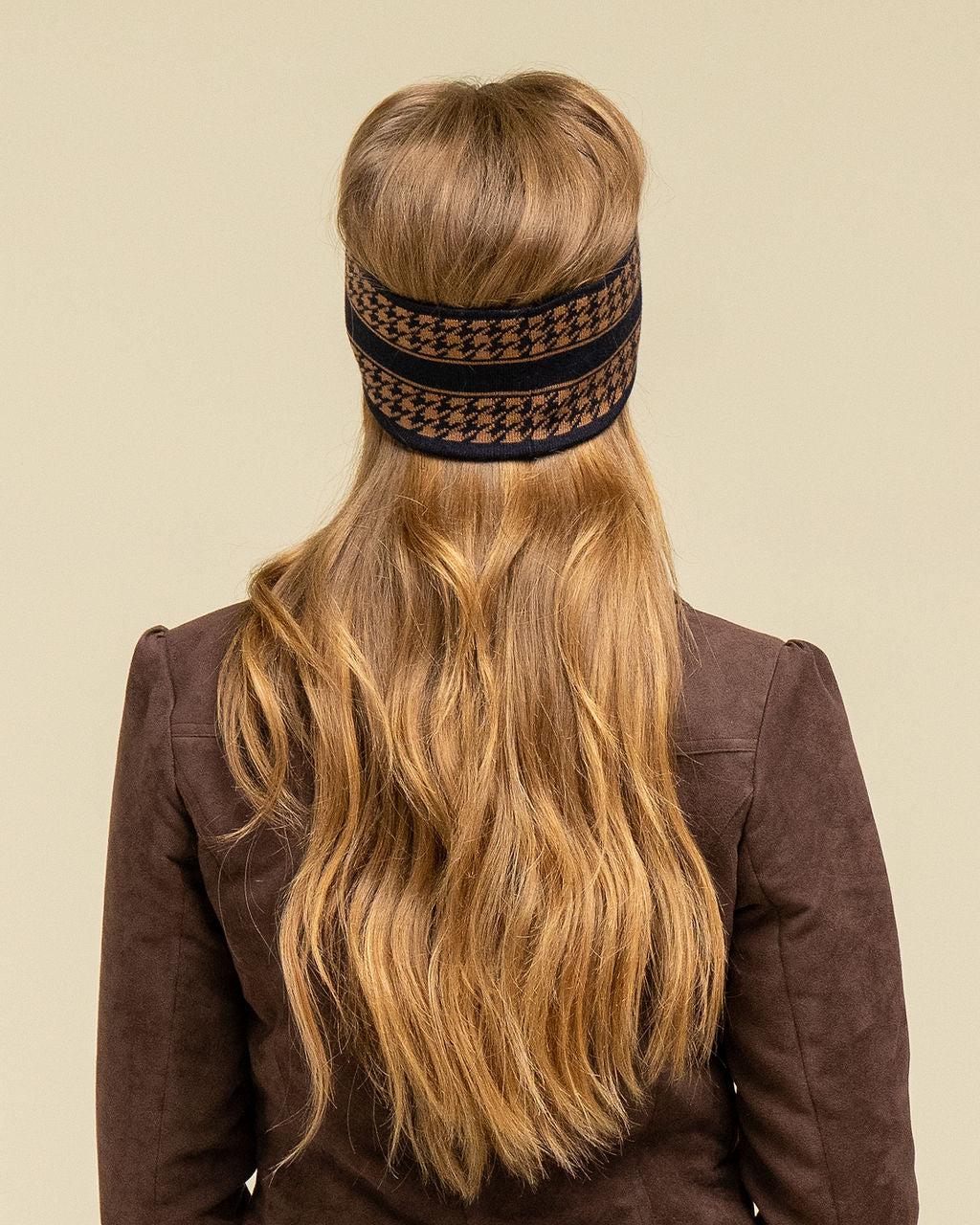 Signature Houndstooth Headband - Navy/Tan