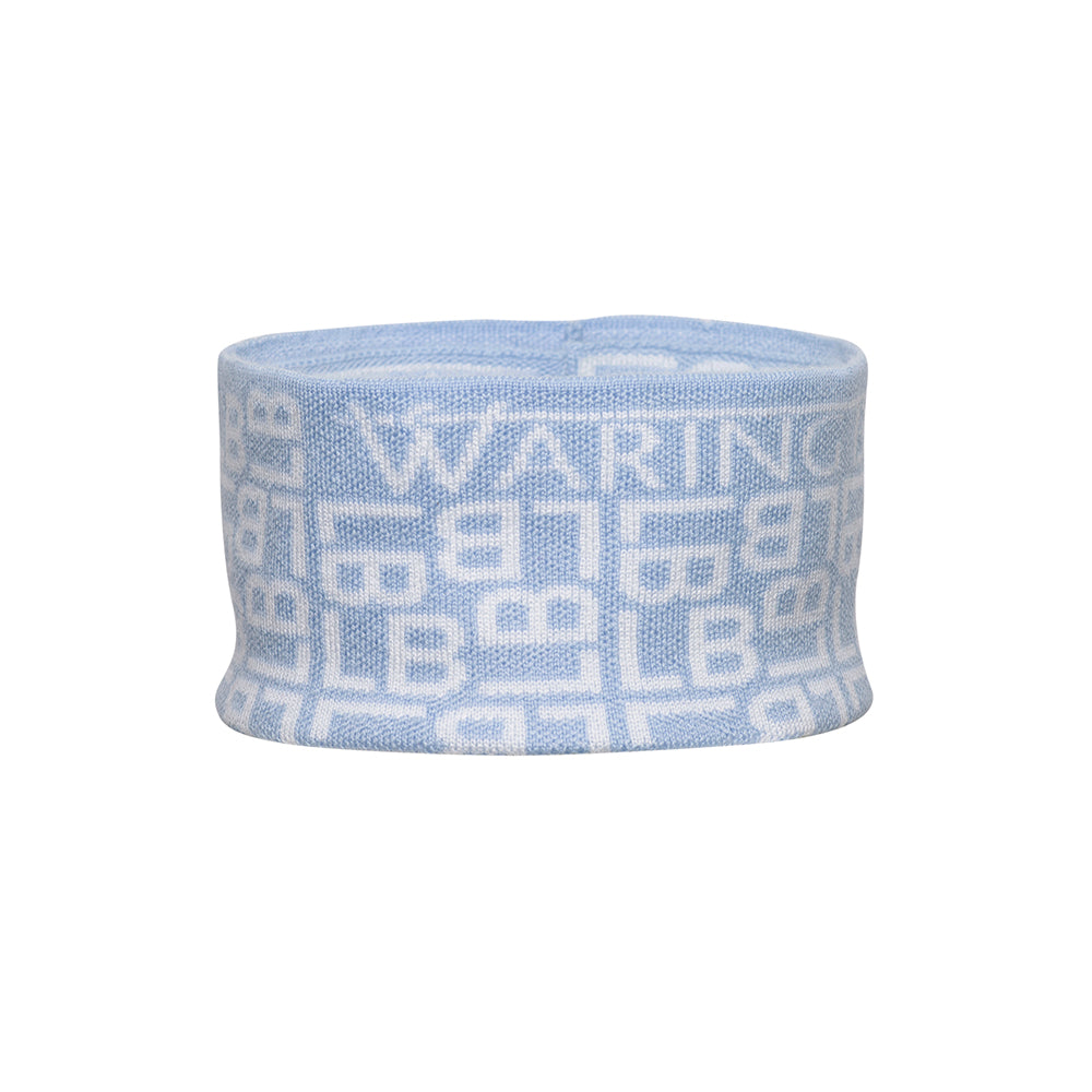 Ski-Style  Monogram Pattern Headband Baby Blue/White