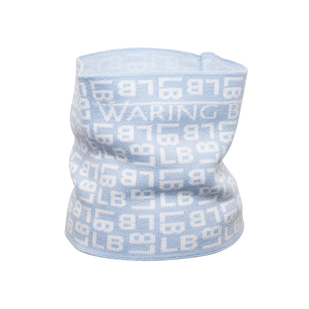 Ski-Style  Monogram Pattern Snood Baby Blue/White
