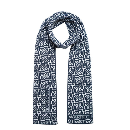 Ski-Style  Monogram Pattern Scarf Navy/White