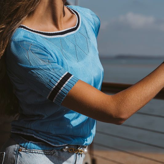 OUTLET: Diamond Crew Neck Sea Blue