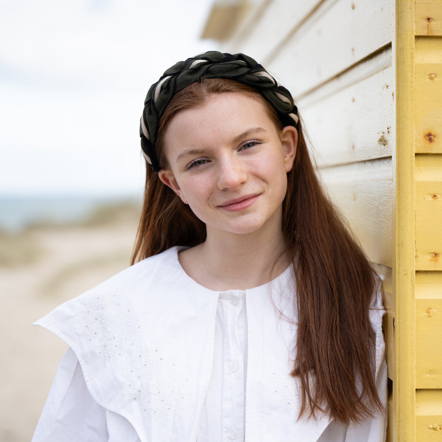 OUTLET: Amelia Plait Hairband-Olive/Black