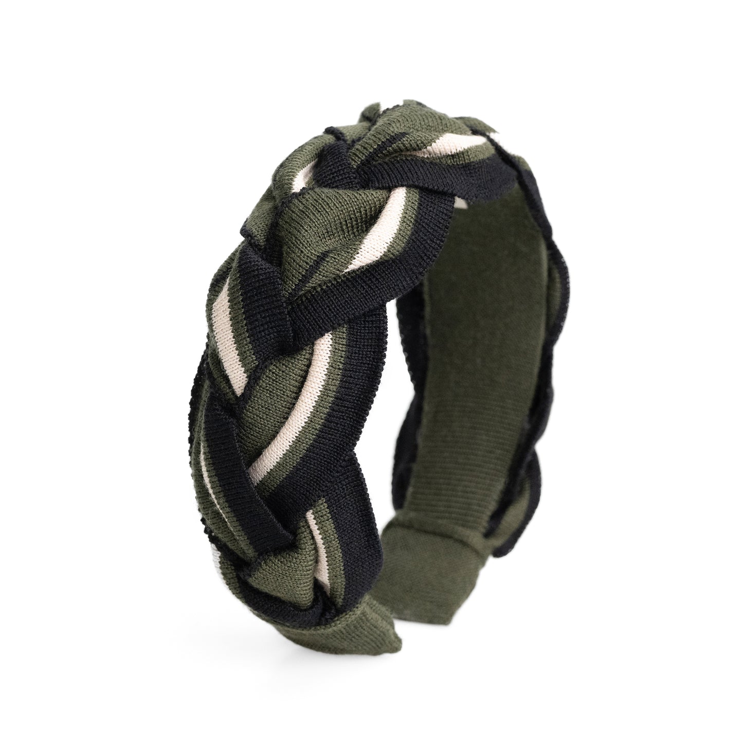 OUTLET: Amelia Plait Hairband-Olive/Black